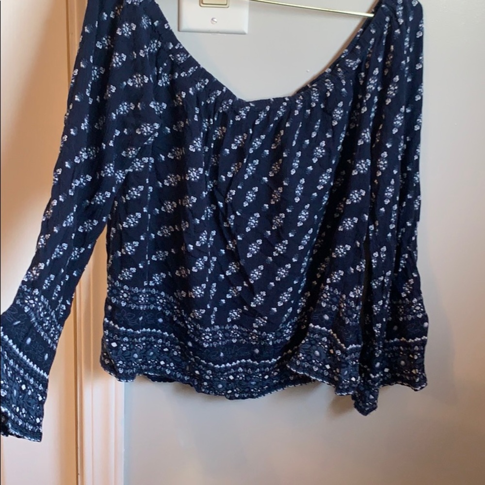 Off shoulder, long sleeve blouse